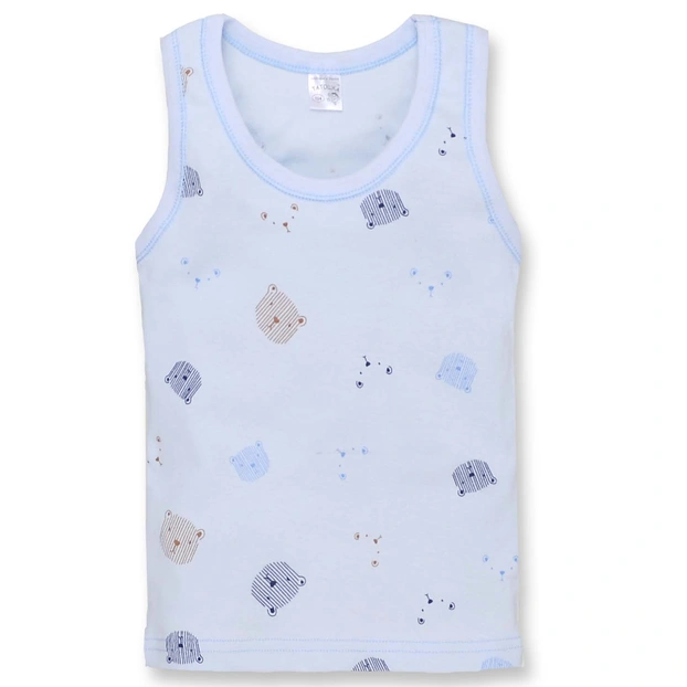 Дитяча майка для дівчинки, р.74-116 см, рібана, блакитна з принтом фото Татошка