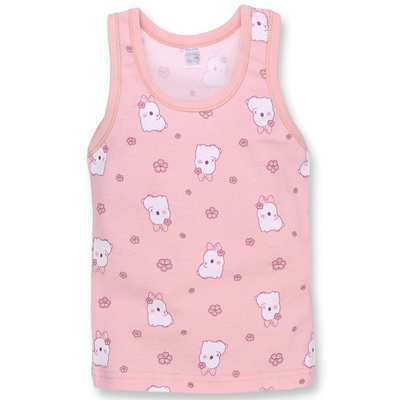 Дитяча майка для дівчинки, р.80-116 см, рібана, рожева з принтом