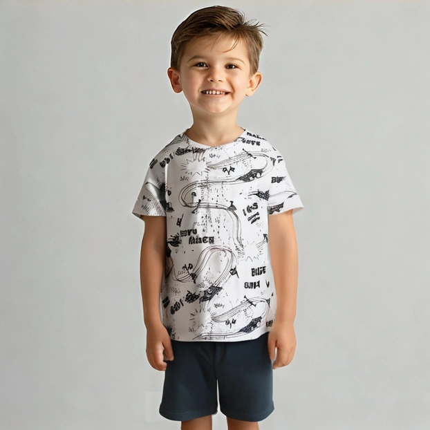 Комплект дитячий для хлопчика, р.116-152 см, кулір, сірий з чорним фото Татошка