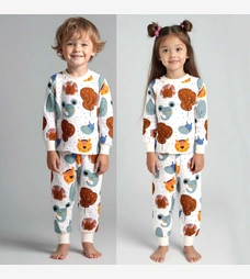 Піжама дитяча уні, р.80-98 см, інтерлок, біла з принтом фото на tatoshka.ua