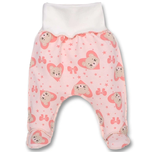 Повзунки на резинці для дівчинки, 56-62см, футер, рожеві з принтом фото Татошка