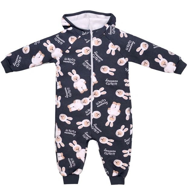 Дитячий комбінезон уні р.80-86 см, футер тринитка, сірий з принтом фото Татошка