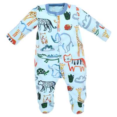 Дитячий комбінезон уні р.50-56 см, інтерлок, блакитний з принтом