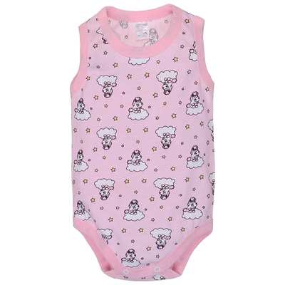 Детская боди-майка для девочки, р. 68-98см, мультирип, розовая с принтом