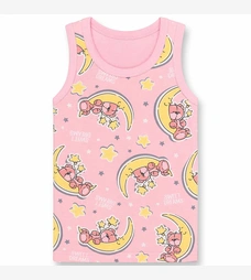 Дитяча майка для дівчинки, р.74-134 см, рібана, рожева з принтом фото на tatoshka.ua