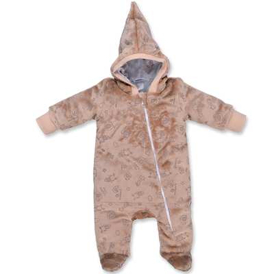 Дитячий комбінезон для дівчинки р.68-74 см, велсофт, бежевий