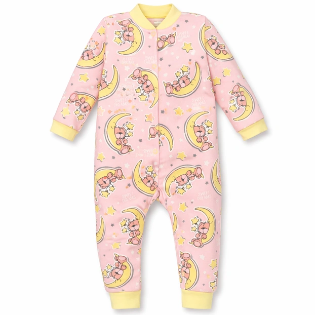 Детский комбинезон для девочки, р. 80-86 см, футер, розовый с принтом фото Татошка