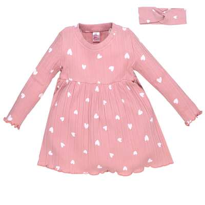 Дитяча сукня з пов'язкой, р.80-92 см, кашкорсе, рожевий з принтом