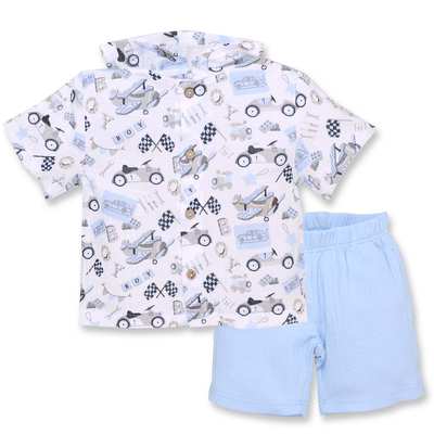 Комплект дитячий для хлопчика, р.92-110 см, муслін, білий з принтом