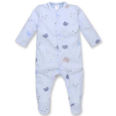 Дитячий комбінезон уні, р.62-74 см, інтерлок "рапорт", блакитний з принтом