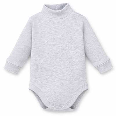 Дитяче боді-гольф з довгим рукавом, р.74-104 см, кашкорсе з начосом, сірий меланж