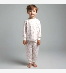 Комплект дитячий уні, р.92-110 см, велсофт, молочний з принтом фото на tatoshka.ua