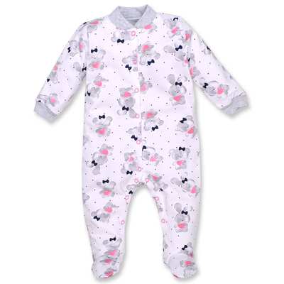 Дитячий комбінезон для дівчинки, р.62-74 см, футер з начісом, рожевий з принтом