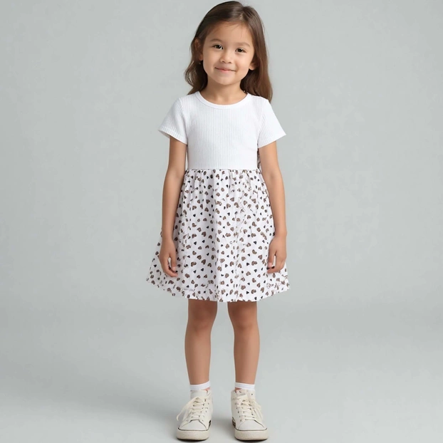 Дитяча сукня, р.110-134 см, муслін, біла з принтом фото Татошка