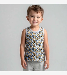 Дитяча майка для хлопчика, р.80-92 см, рібана, блакитна з принтом фото на tatoshka.ua