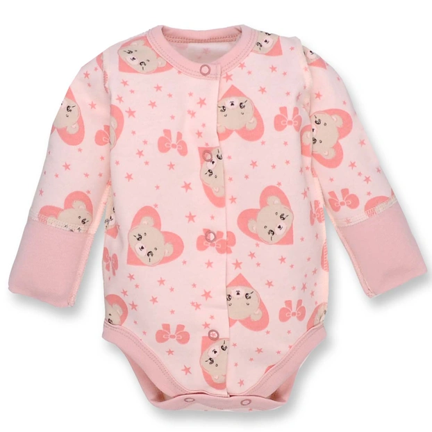 Боді для дівчинки, 56см, Футер 100% бавовна, рожева с принтом фото Татошка
