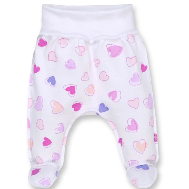 Ползунки на резинке для девочки, 56-62см, интерлок, белые с принтом фото Татошка