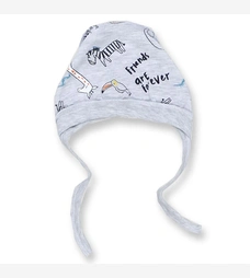 Дитячий чепчик уні, кулір, сірий меланж з принтом фото на tatoshka.ua