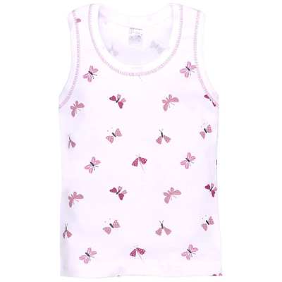 Дитяча майка для дівчинки, р.86-134 см, рібана, біла з принтом
