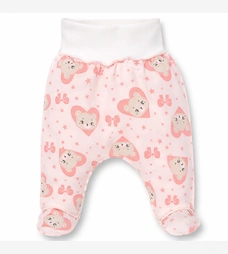 Повзунки на резинці для дівчинки, 56-62см, футер, рожеві з принтом фото на tatoshka.ua