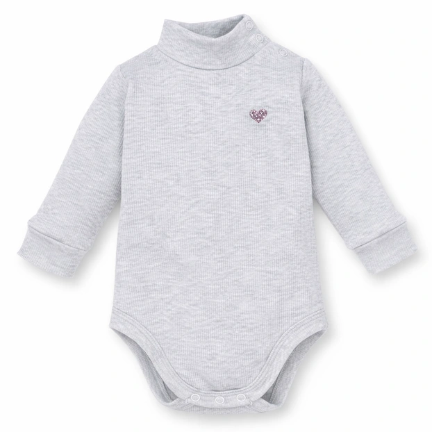 Дитяче боді-гольф з довгим рукавом для дівчинки, р.68-86 см, кашкорсе з начосом, сірий меланж фото Татошка