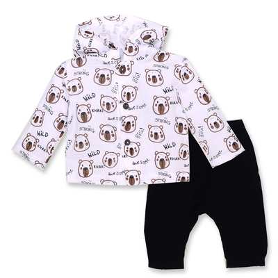 Комплект дитячий уні, р.80-86 см, муслін, білий з принтом