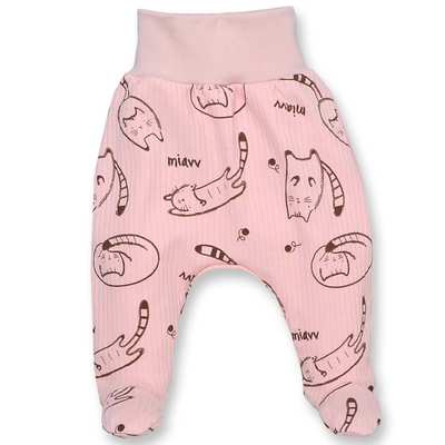 Повзунки на резинці для дівчинкиі, 56-62см, інтерлок рапорт, рожева з принтом