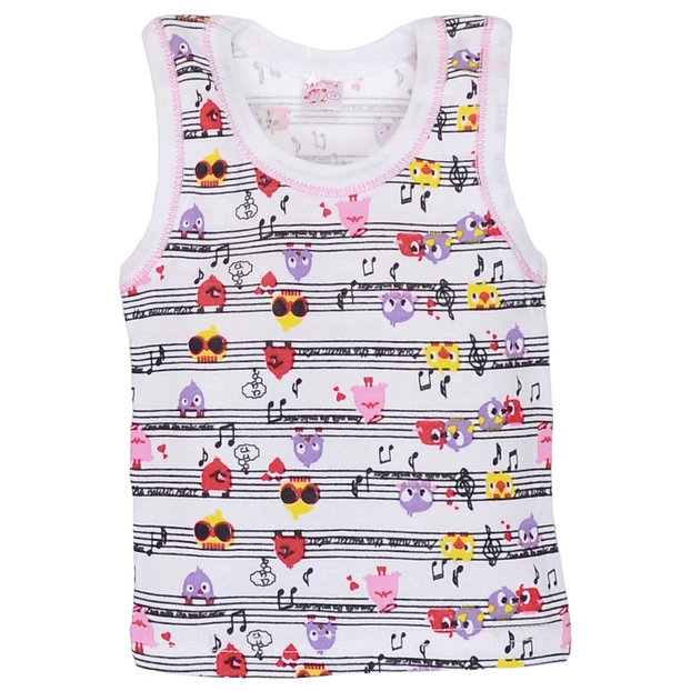 Дитяча майка для дівчинки, р.74-80 см, рібана, біла з принтом фото Татошка