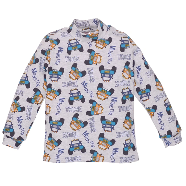 Дитячий гольф для хлопчика, р.92-116 см, рібана, сірий меланж з принтом фото Татошка