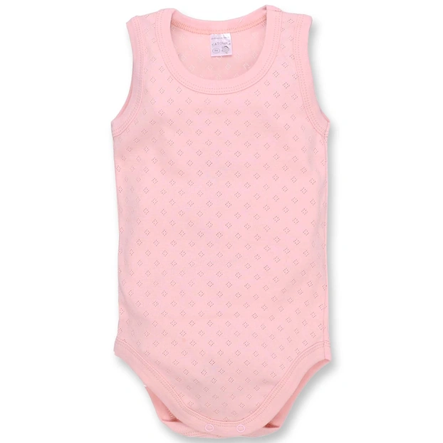 Дитяча боді-майка для дівчинки, р. 68-86 см, ажур, рожеве з принтом фото Татошка