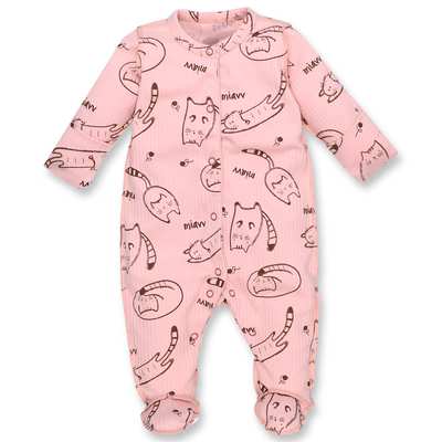 Дитячий комбінезон для дівчинки, р.50-56 см, інтерлок "рапорт", рожевий з принтом