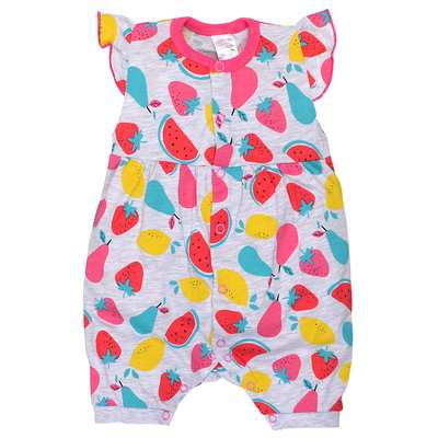 Боди для девочки, 56-80см, кулир, серый с принтом