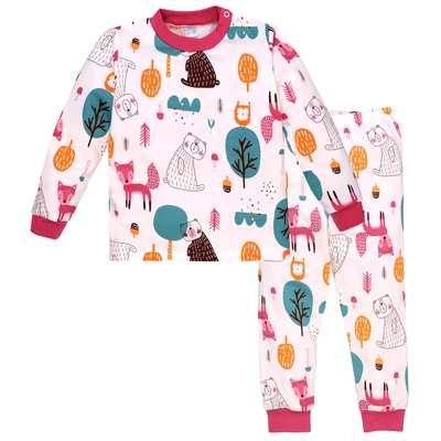 Дитяча піжама для дівчинки, р.80-116 см, футер , білий з принтом