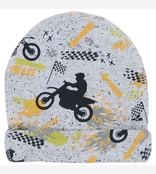 Дитяча шапочка, р 36-38 р, рібана, сірий меланж з принтом фото на tatoshka.ua