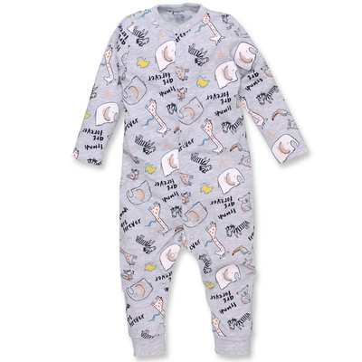 Дитячий комбінезон уні, р.80-86 см, кулір, сірий меланж з принтом