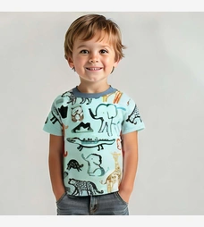 Футболка для хлопчика, р.86-116 см, рібана, блакитна з принтом фото на tatoshka.ua