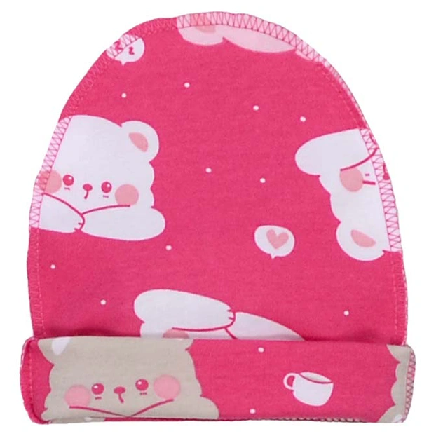 Детская шапочка, р 36-38 г, рибана, розовая с принтом фото Татошка