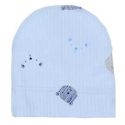Дитяча шапочка, р.36-42 р, інтерлок рапорт, блакитна з принтом