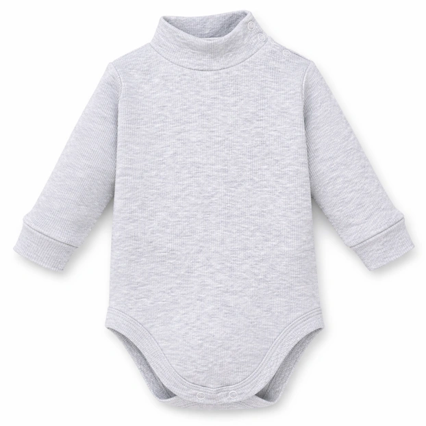 Дитяче боді-гольф з довгим рукавом, р.74-104 см, кашкорсе з начосом, сірий меланж фото Татошка