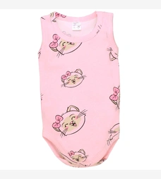 Боді-майка  для дівчинки, 68-86см, рібана 100% бавовна, рожева з принтом фото на tatoshka.ua