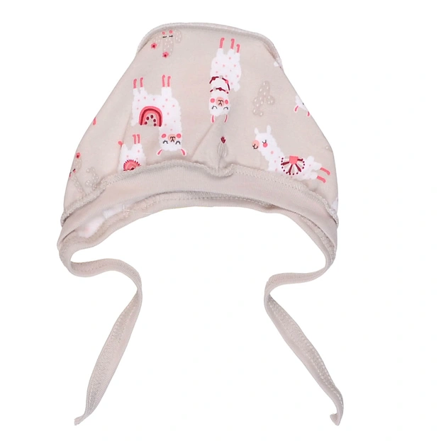 Дитячий чепчик для дівчинки, футер, молочний з принтом фото Татошка