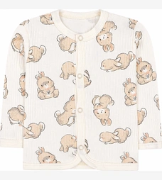 Дитяча кофточка для дівчинки, р.68-86 см, інтерлок рапорт, молочний з принтом фото на tatoshka.ua