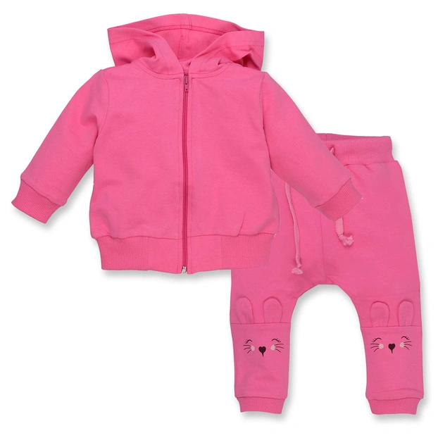 Комплект дитячий для дівчинки, р.74-92 см, петельний футер, рожевий фото Татошка