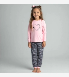 Піжама дитяча для дівчинки, р.140-164 см, інтерлок, рожева з принтом фото на tatoshka.ua