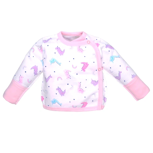 Распашонка для девочки, 50-62 см, футер 100% хлопок, белый с принтом фото Татошка