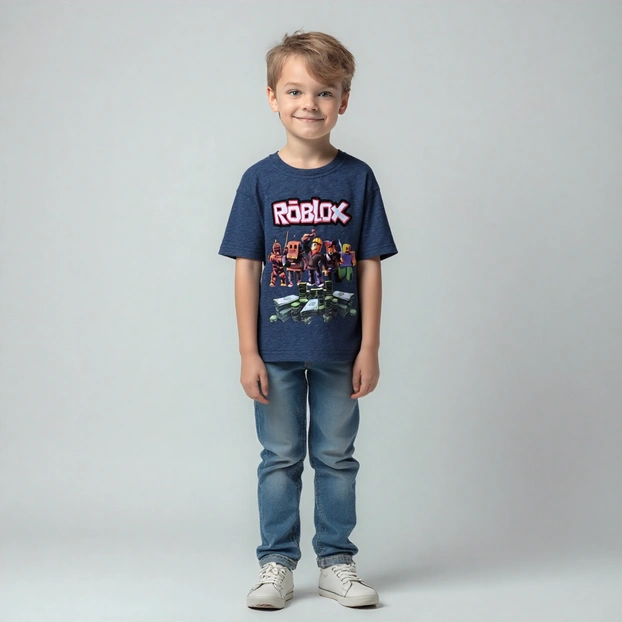 Футболка для хлопчика, р.104-146 см, кулір, синій з принтом фото Татошка