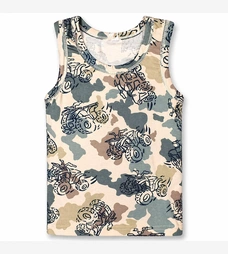 Дитяча майка для хлопчика, р.92-134 см, рібана, бежева з принтом фото на tatoshka.ua