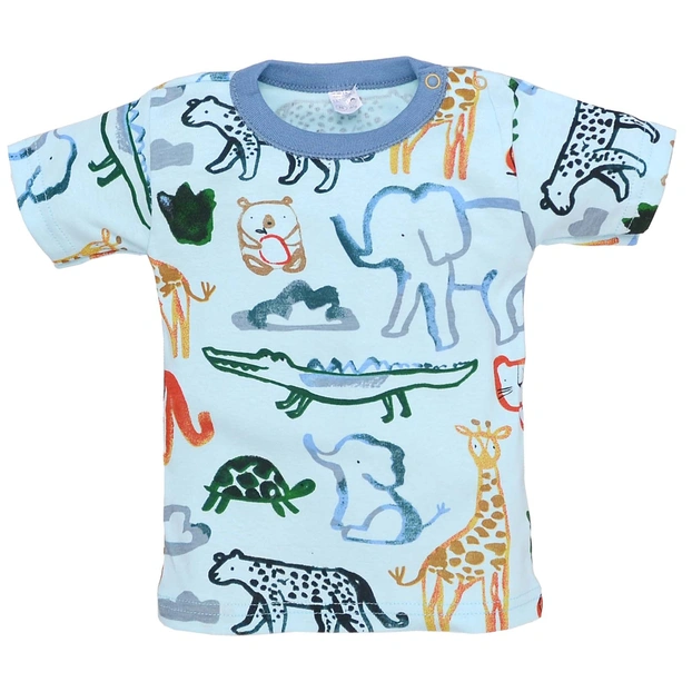 Футболка для хлопчика, р.86-116 см, рібана, блакитна з принтом фото Татошка