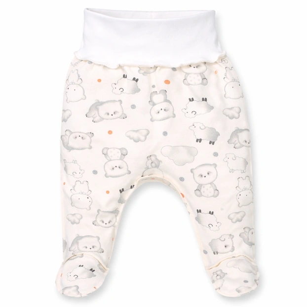 Повзунки на резинці уні, 56-62см, футер, молочні з принтом фото Татошка