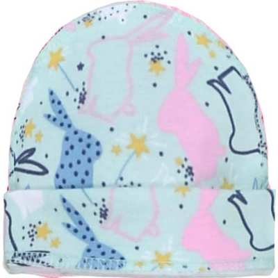 Детская шапочка, р 36-38 г, рибана, зеленая с принтом